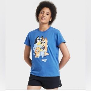 Women's Bluey Short Sleeve Graphic T-Shirt Blue Size Large New